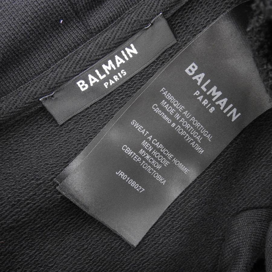 BALMAIN（バルマン） 新品同様/ JR010B027 バックロゴプリント ジップ BALMAIN ジップアップパーカー ブラック/ホワイト