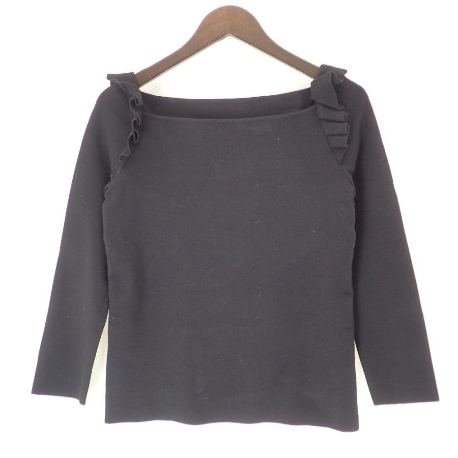 FOXEY フォクシー フリル ニット トップス ブラック FOXEY フォクシー フリル ニット トップス ブラック