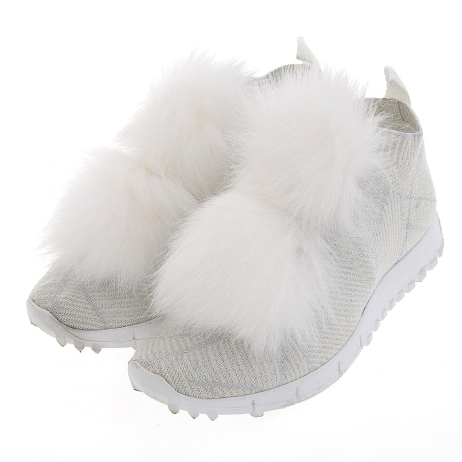 JIMMY CHOO スニーカー NORWAY ファー ニット 美品 37 1a 美品 JIMMY CHOO NORWAY ファー ニットスニーカー 37