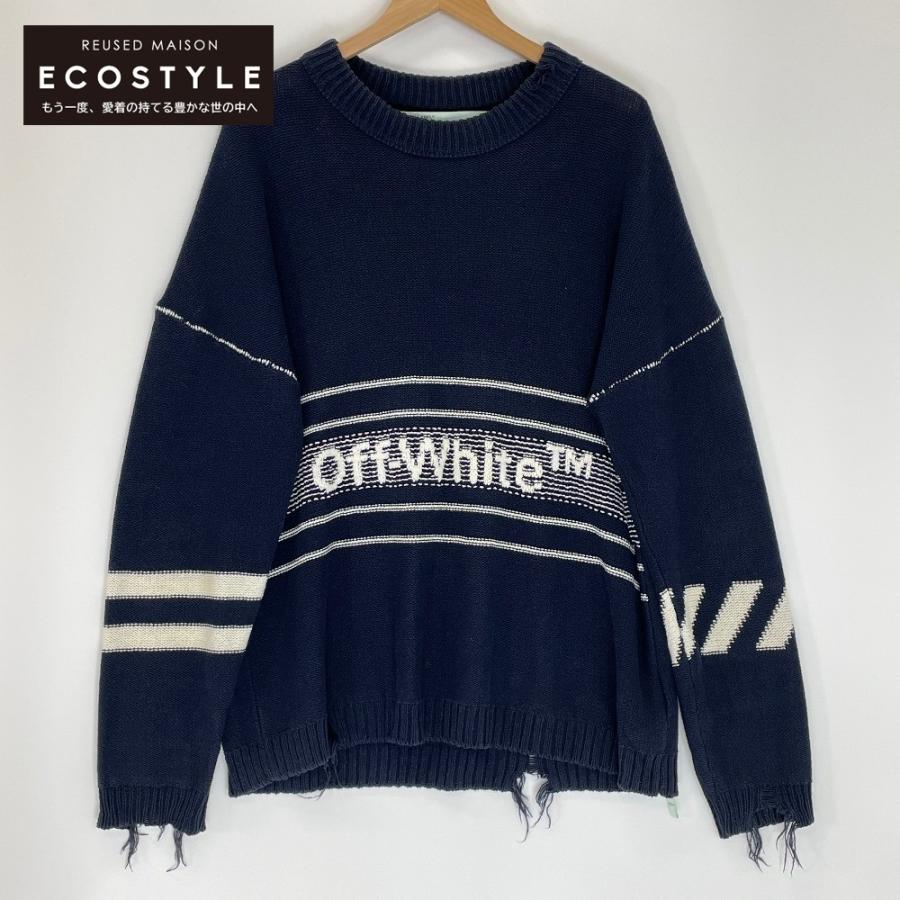 OFF-WHITE オフホワイト OMHE016R19C16021 COTTON OW SWEATER ダメージ 
