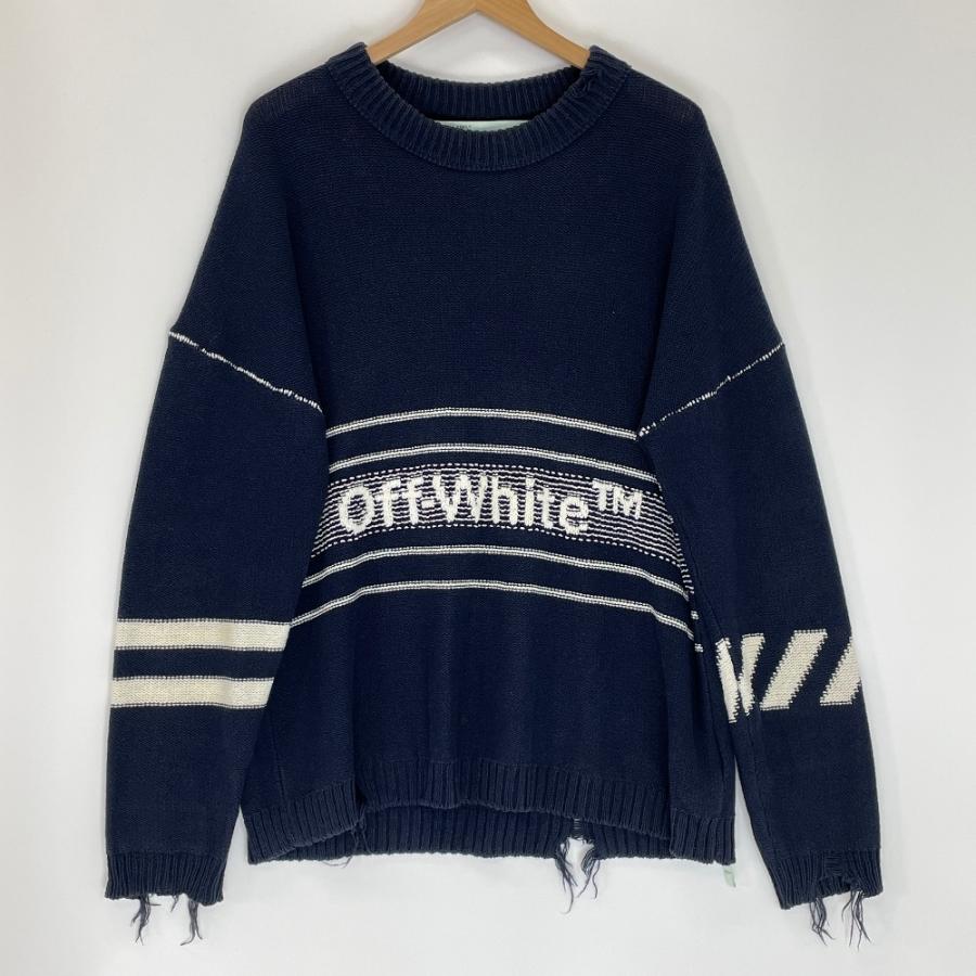 OFF-WHITE オフホワイト OMHE016R19C16021 COTTON OW SWEATER ダメージ 