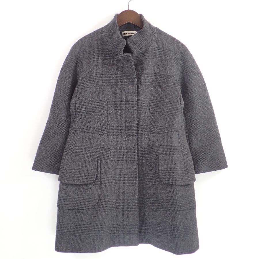 JIL SANDER（ジルサンダー） チャコールグレー チェックスタンドカラー