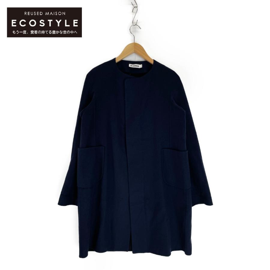 JIL SANDER NAVY ノーカラーコート