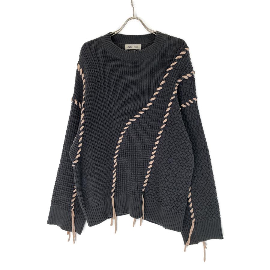 ZARA ザラ 【MAISON SPECIAL】ブラック コントラストステッチニット 