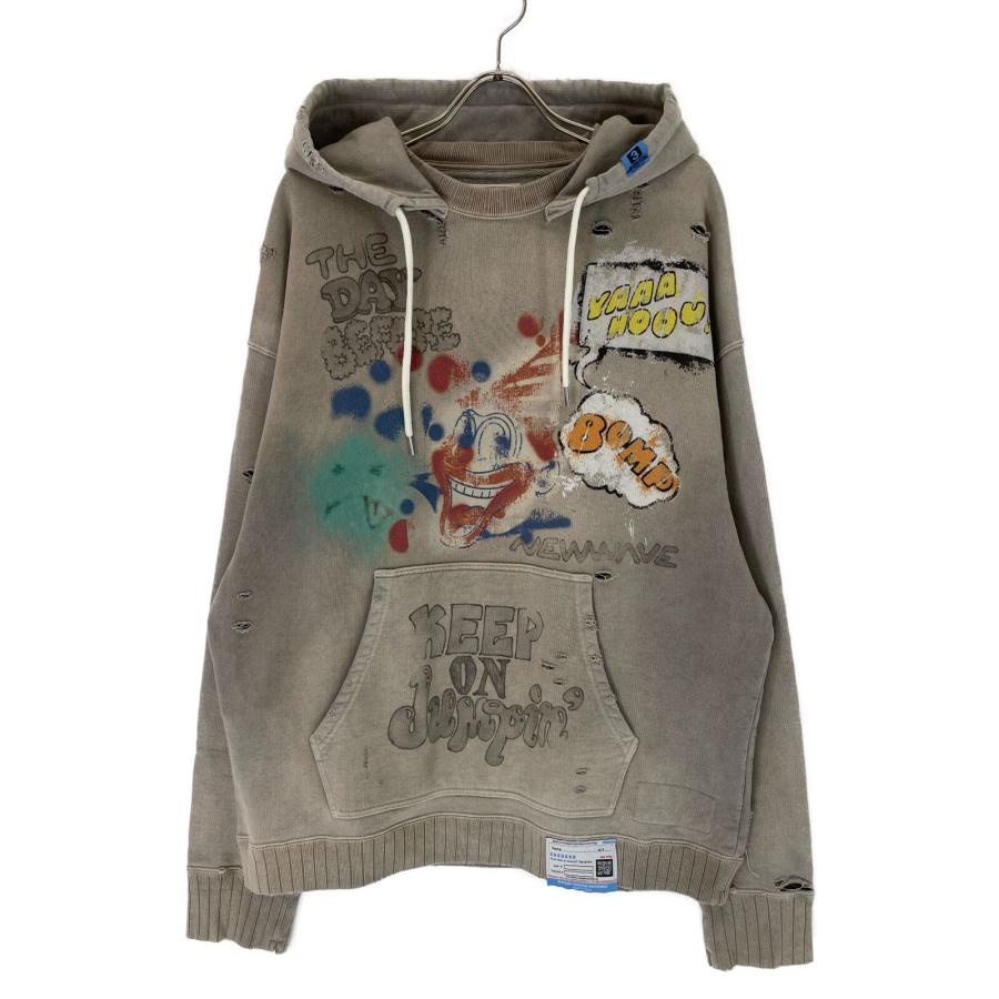 Mihara Yasuhiro ミハラヤスヒロ ベージュ ダメージ加工 プリント