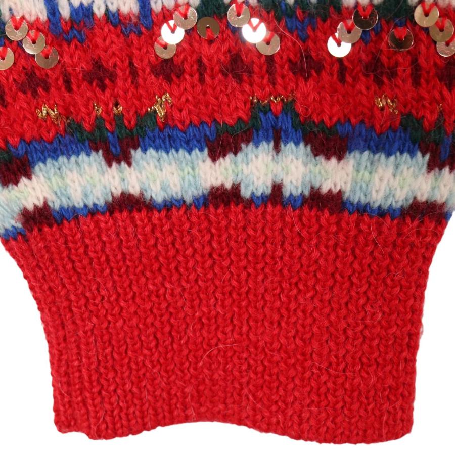 GUCCI（グッチ） 536624 赤 スパンコール ノルディック柄 ニット