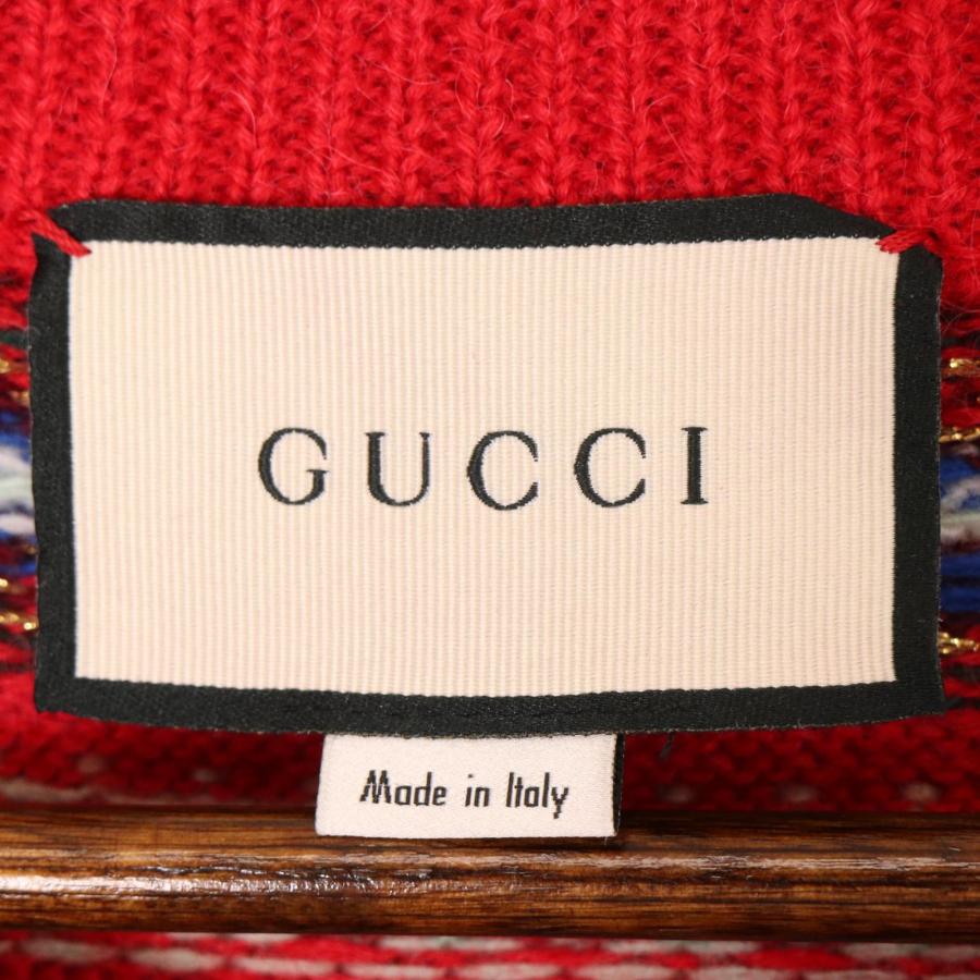 GUCCI（グッチ） 536624 赤 スパンコール ノルディック柄 ニット