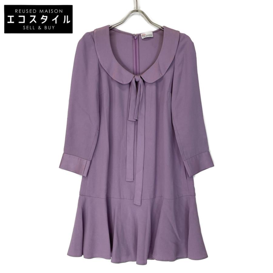RED VALENTINO レッドヴァレンチノ パープル 襟付き リボンワンピース 