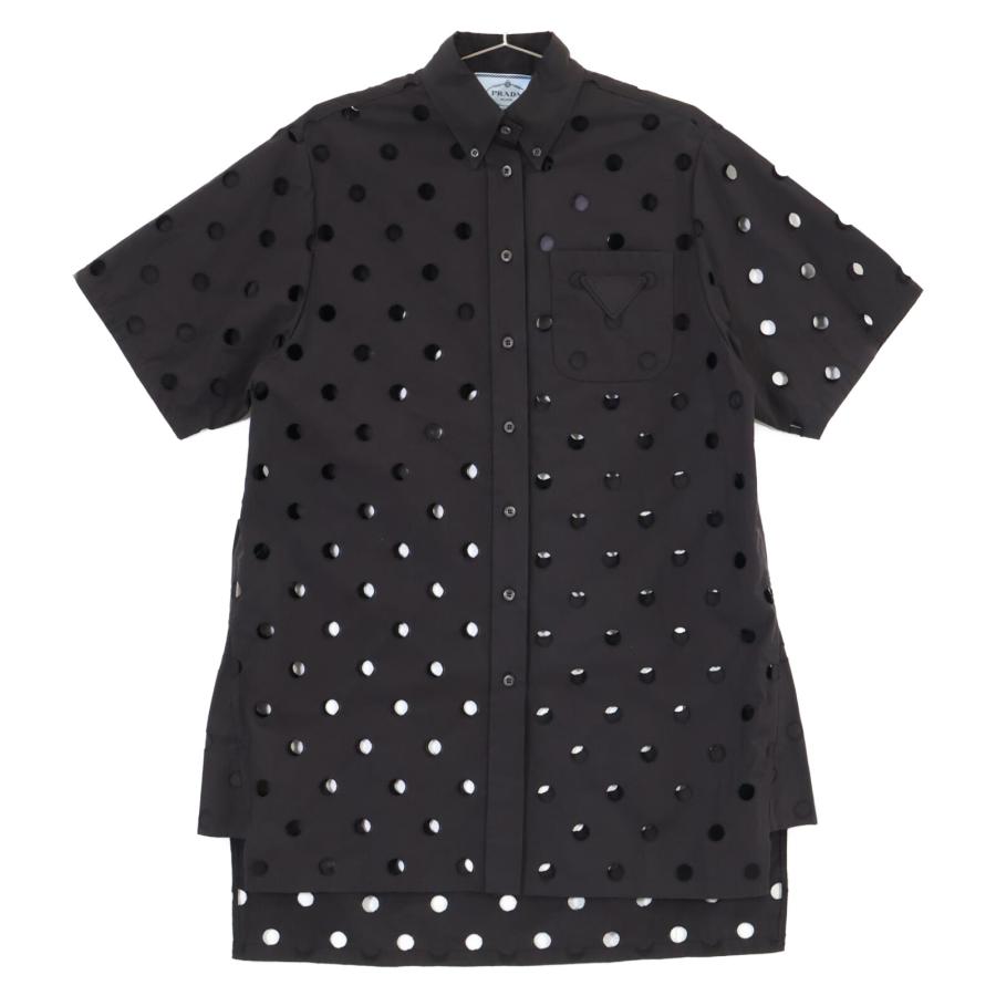 新品同様/国内正規/21SS PRADA プラダ P3F12 アイレットレースポプリン 