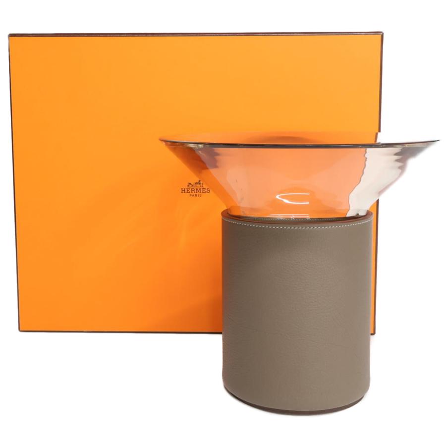 HERMES エルメス デルタPM フラワーベース/花瓶 オブジェ AMBRE-ETOUPE  