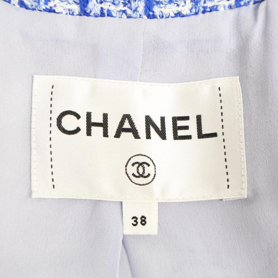 CHANEL 美品/ シャネル 23SS ブルー ツイードジャケット P74428 CHANEL 美品/ シャネル 23SS ブルー ツイードジャケット P74428