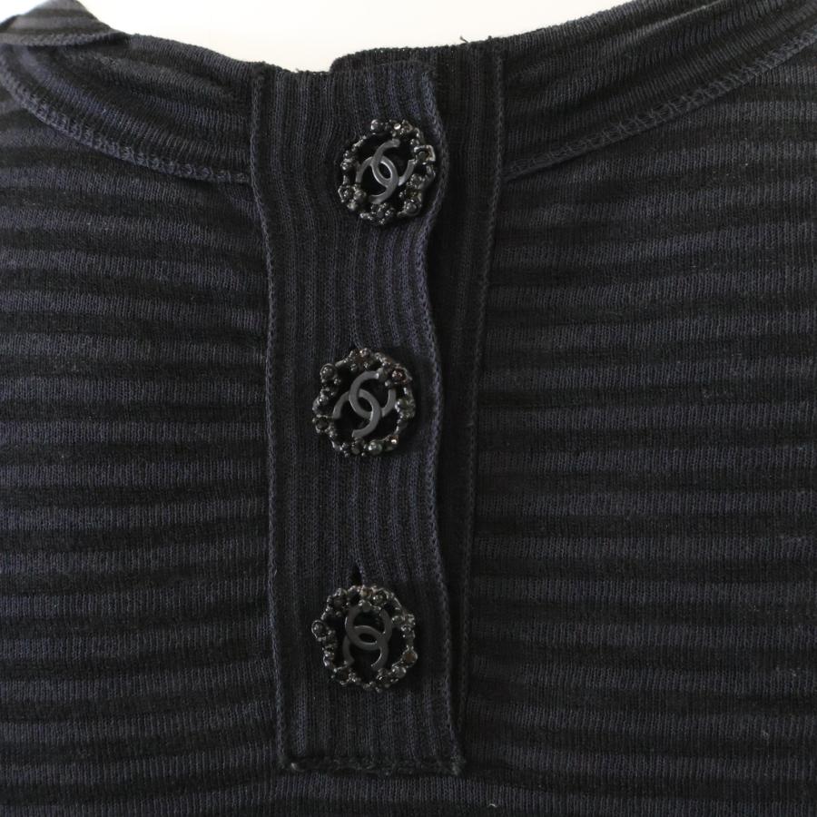 CHANEL シャネル 11P P41420K03035 ココボタン ボーダー ノースリーブ