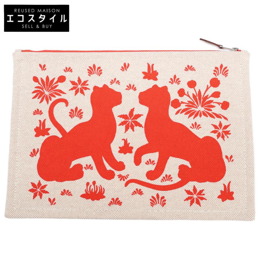 美品 HERMES エルメス ニューヨッティング フラット ポーチ レッド  