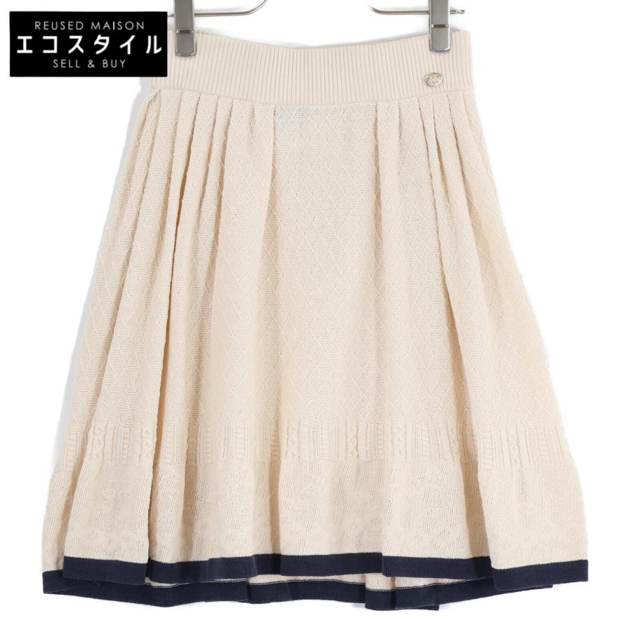 CHANEL 美品/ シャネル P45307K04777 コットン ニット スカート 40  