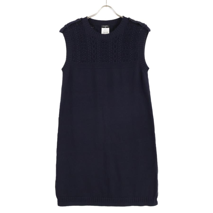 CHANEL 美品/ シャネル P53668K06995 ココマークボタン ノースリーブ  