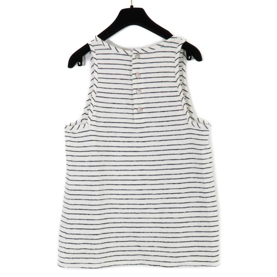 CHANEL シャネル P55589V41668 ボーダー バックボタン ノースリーブ  