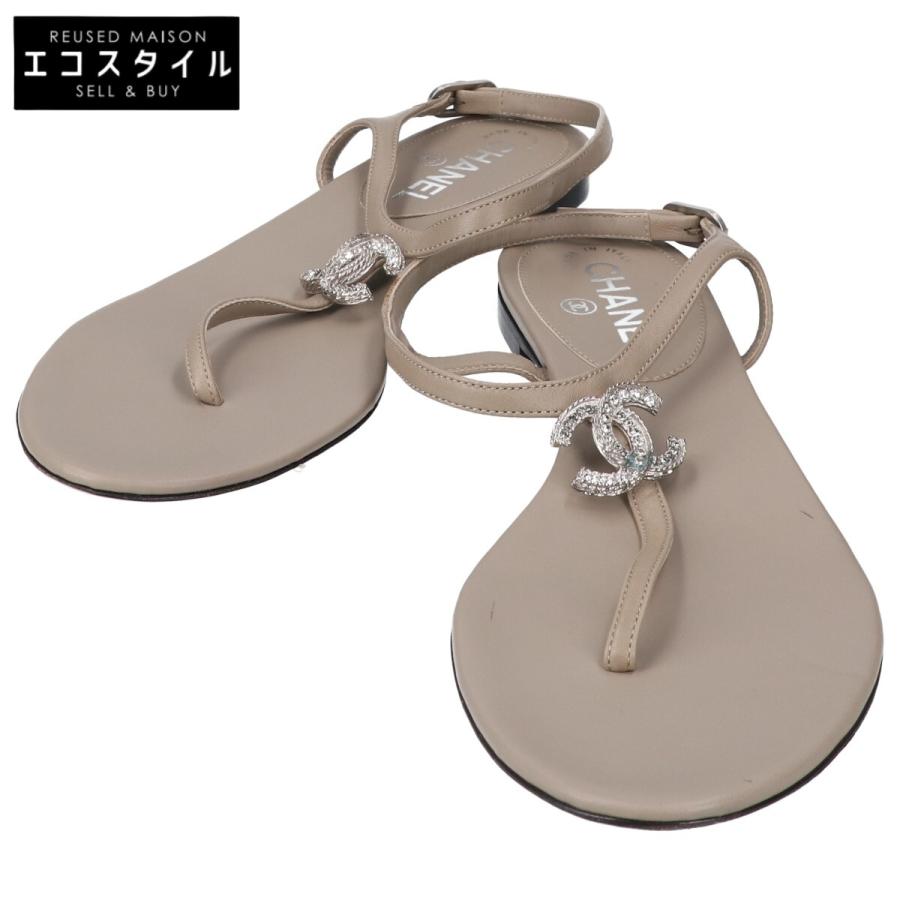 CHANEL シャネル ラインストーン CCココマーク トング サンダル  