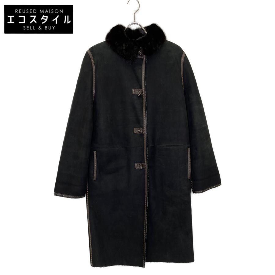 国内正規品セリーヌ　リアルムートンコート CELINE（セリーヌ） セレリア 襟ミンクファー ムートンコート ブラック