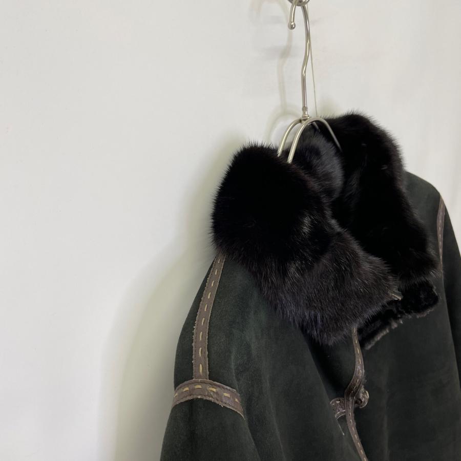 CELINE（セリーヌ） セレリア 襟ミンクファー ムートンコート ブラック