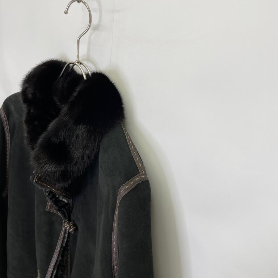 CELINE（セリーヌ） セレリア 襟ミンクファー ムートンコート ブラック