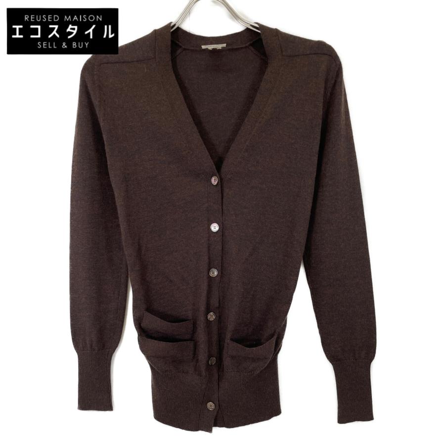 HERMES エルメス ブラウン カシミヤシルク カーディガン ブラウン 36 