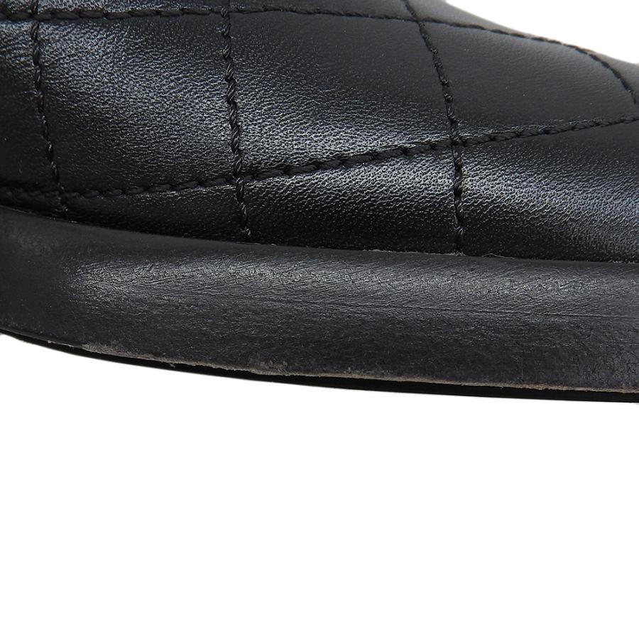 CHANEL パール×キルティング ブラック レザーブーティ