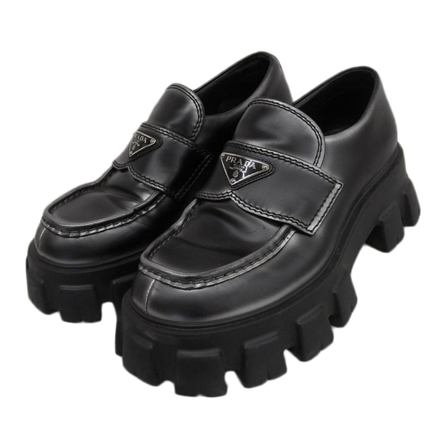 箱あり PRADA archive ローファー ブラック 5 1/2 プラダ PRADA ローファー オックスフォード トライアングルロゴ
