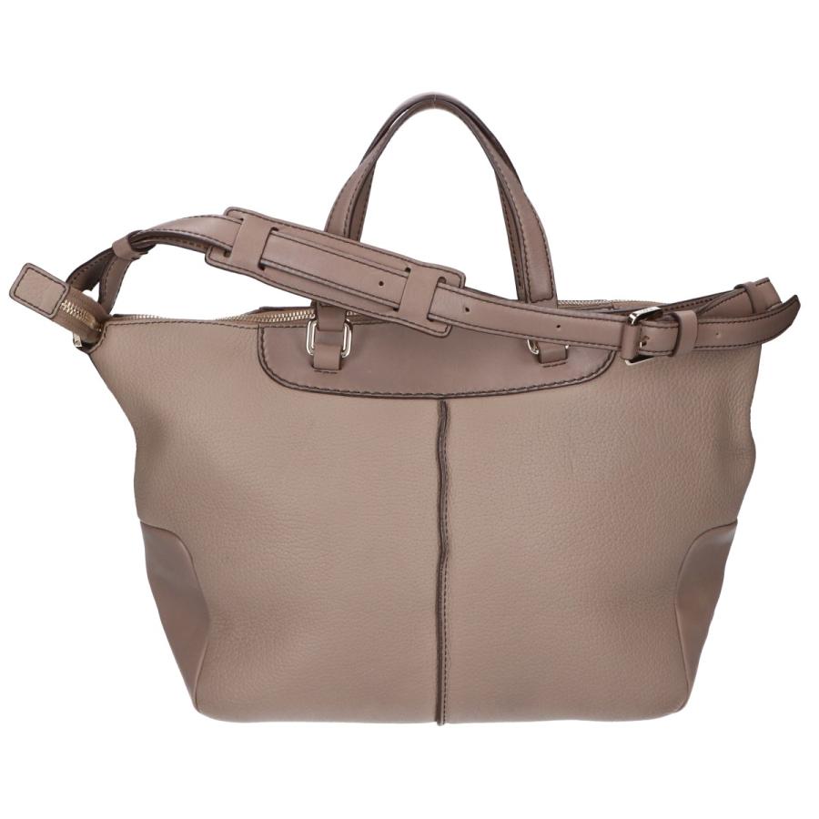 TOD'S トッズ レザー 2WAY トートバッグ グレージュ レディース
