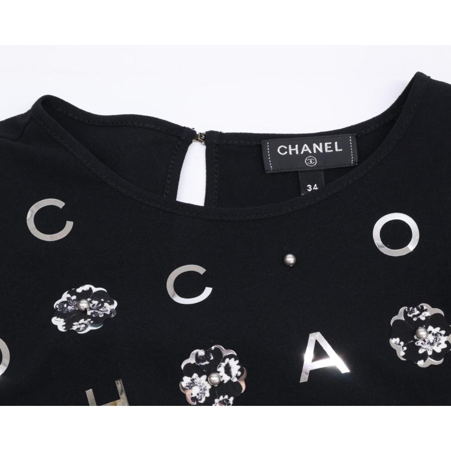 美品★CHANEL★ココマーク★カメリア★ノースリーブカットソー★ベスト★ CHANEL タンクトップノースリーブCCロゴ カメリア