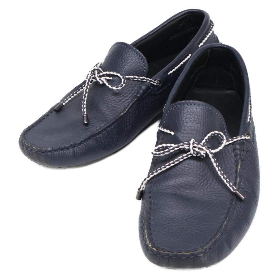 美品 TOD'S トッズ レザー ドライビング シューズ 6 ネイビー メンズ