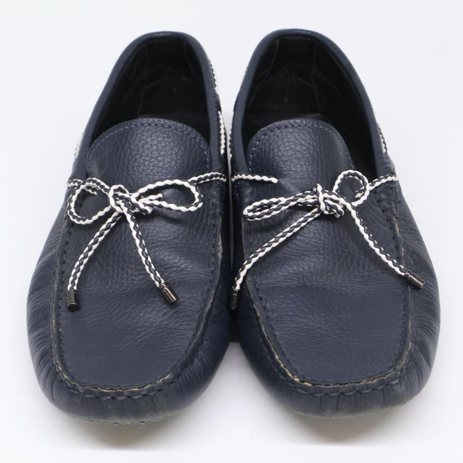 美品 TOD'S トッズ レザー ドライビング シューズ 6 ネイビー メンズ