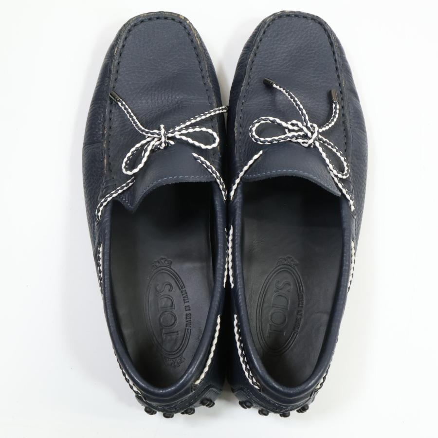 美品✨【TOD'S】トッズ　ドライビングシューズ　シボ革　濃紺 美品 TOD'S トッズ レザー ドライビング シューズ 6 ネイビー メンズ
