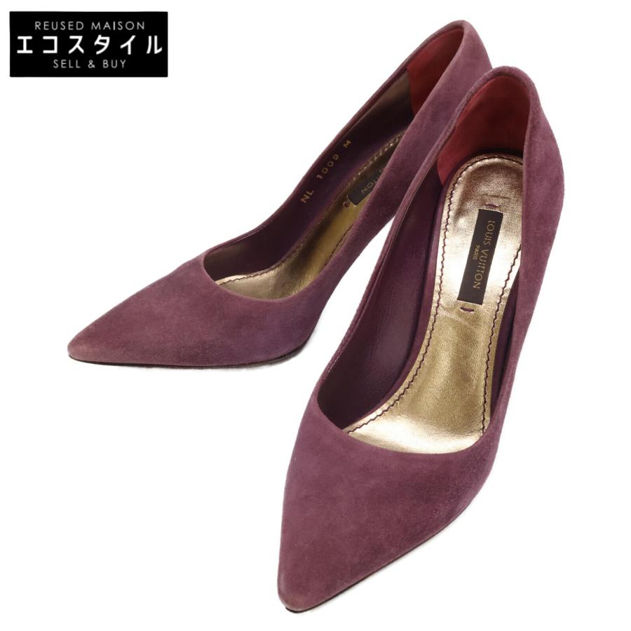 LOUIS VUITTON ルイヴィトン ロゴ金具 スエード パンプス シューズ 34  