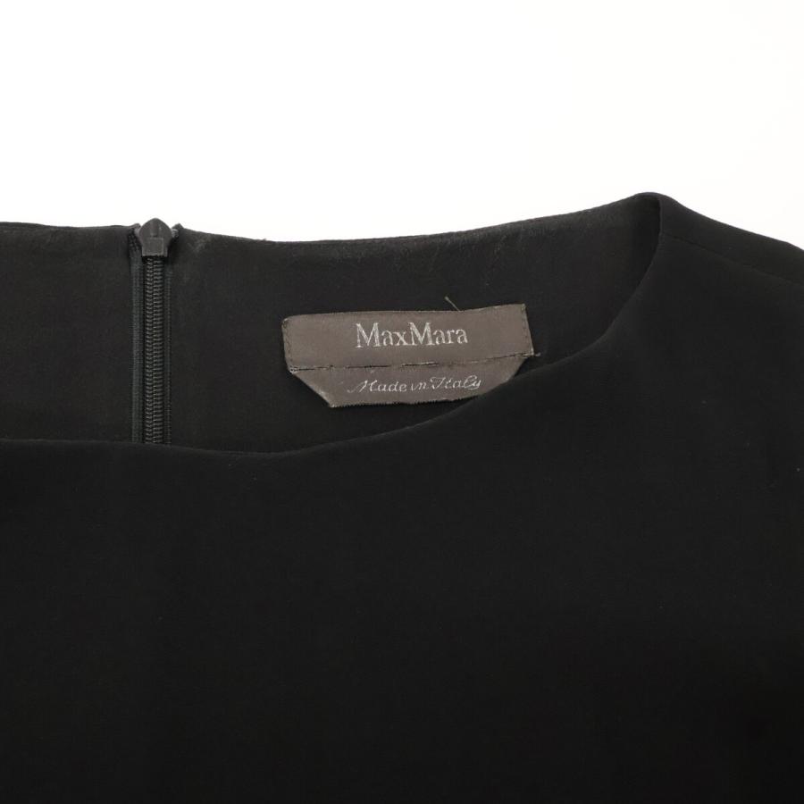 Max Mara マックスマーラ ブラック フリル ノースリーブワンピース ブラック 40 ワンピース トリアセテート レディース 中古_7