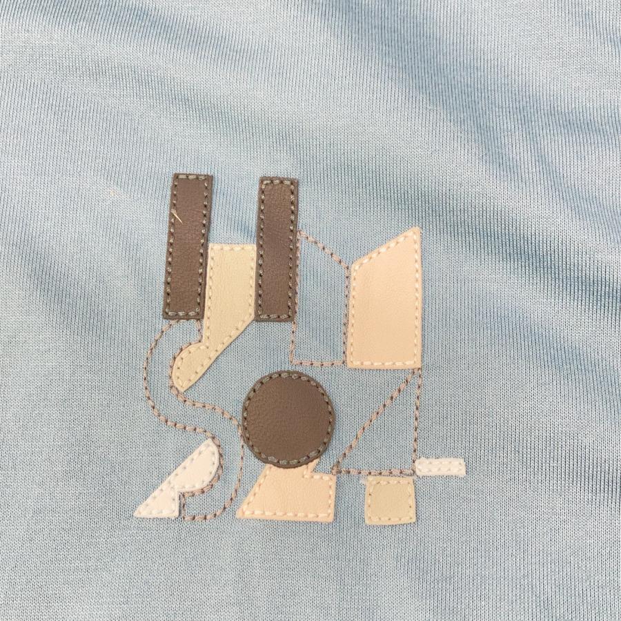 HERMES（エルメス） ブルー 胸元刺繍 半袖Tシャツ ブルー L トップス