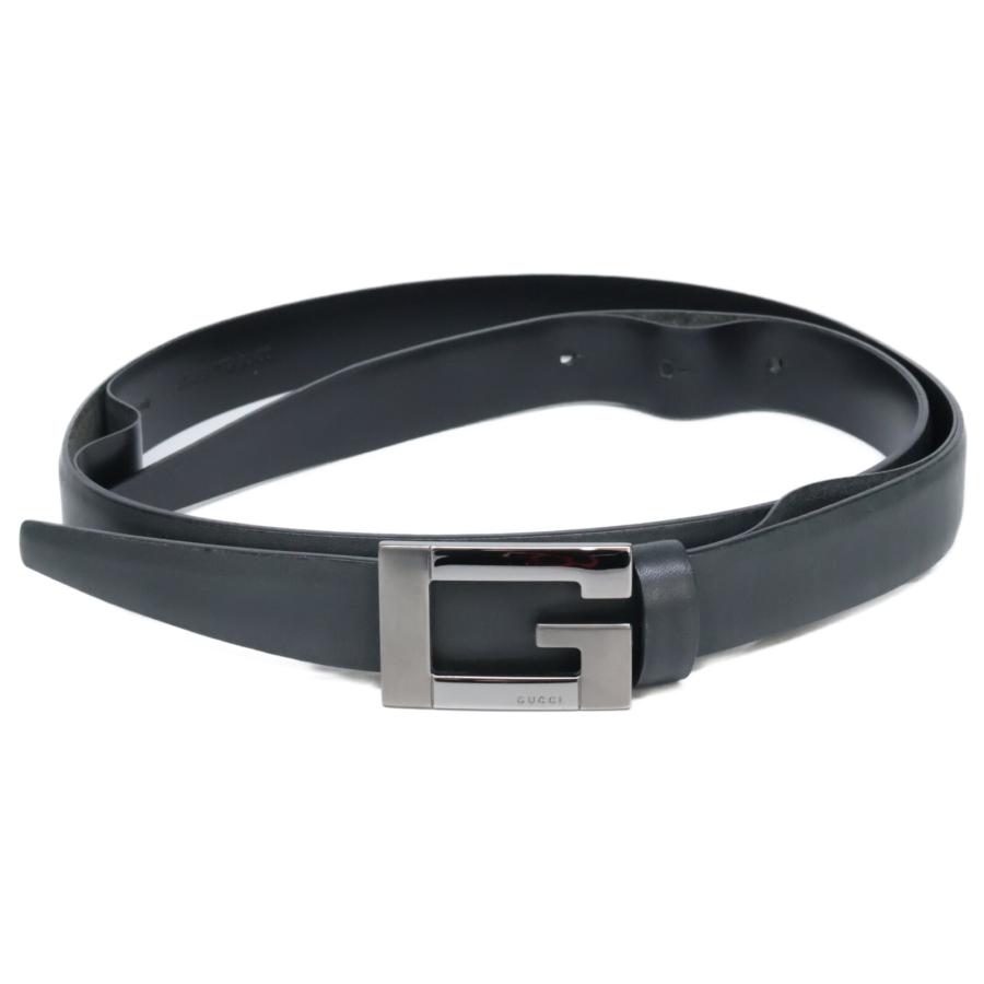 GUCCI（グッチ） 31932 Gロゴバックル レザー ベルト 75・30 シルバー