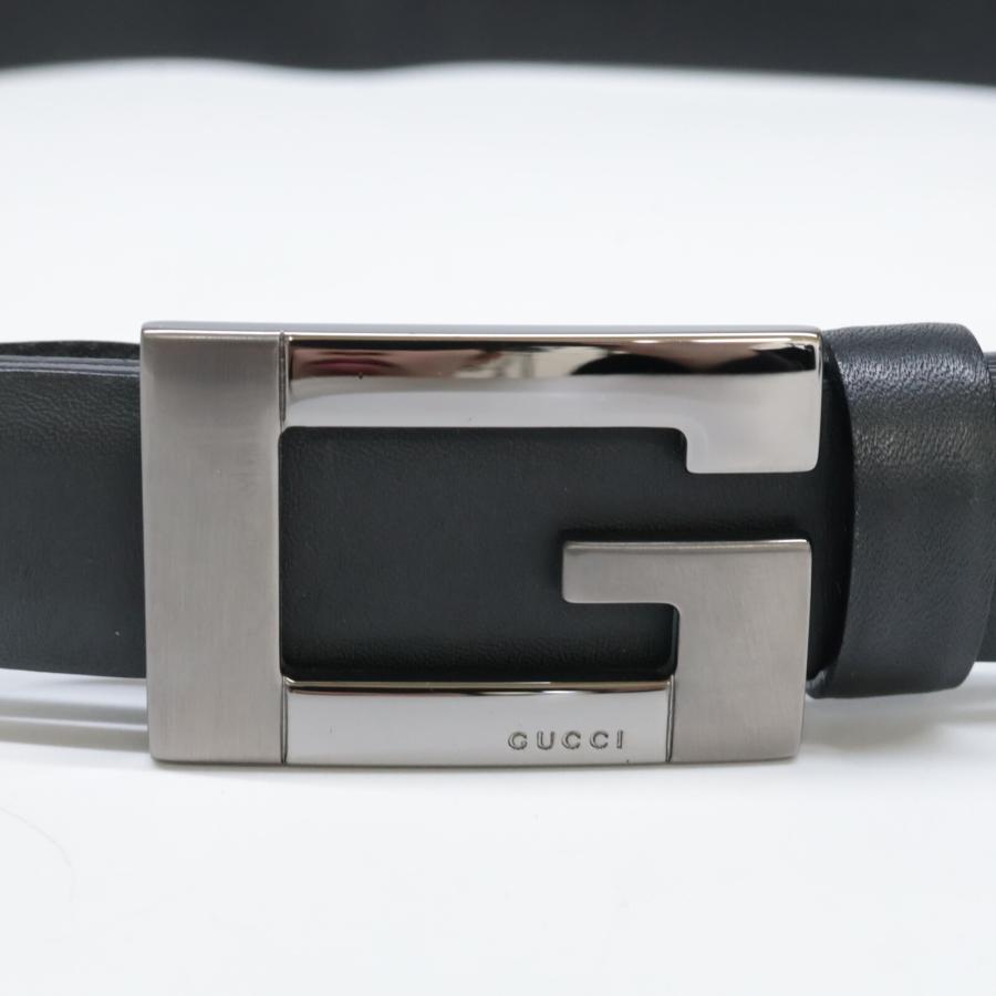 GUCCI（グッチ） 31932 Gロゴバックル レザー ベルト 75・30 シルバー