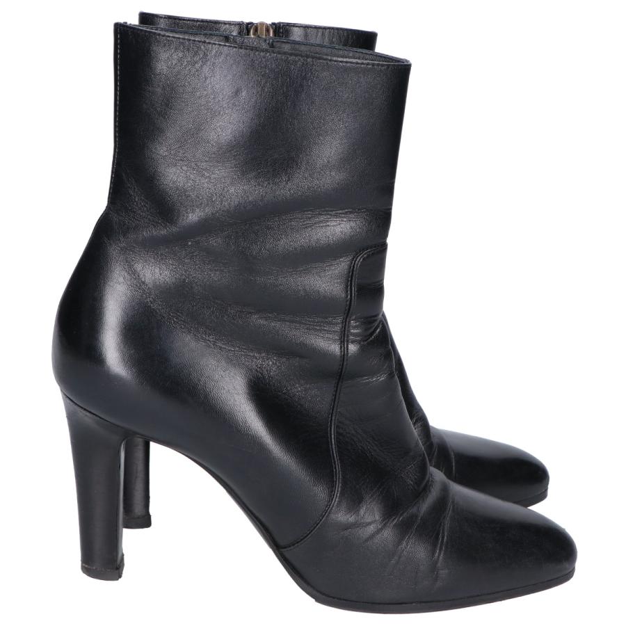 サンローラン　パリ　黒レザーブーツ 高ヒール SAINT LAURENT PARIS サンローランパリ 632473 レザー サイドジップ