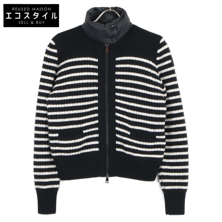 *ゆい*✨️MONCLER✨️モンクレール　 ホワイニット MONCLER（モンクレール） ブラック×ホワイト CARDIGAN TRICOT ボーダー