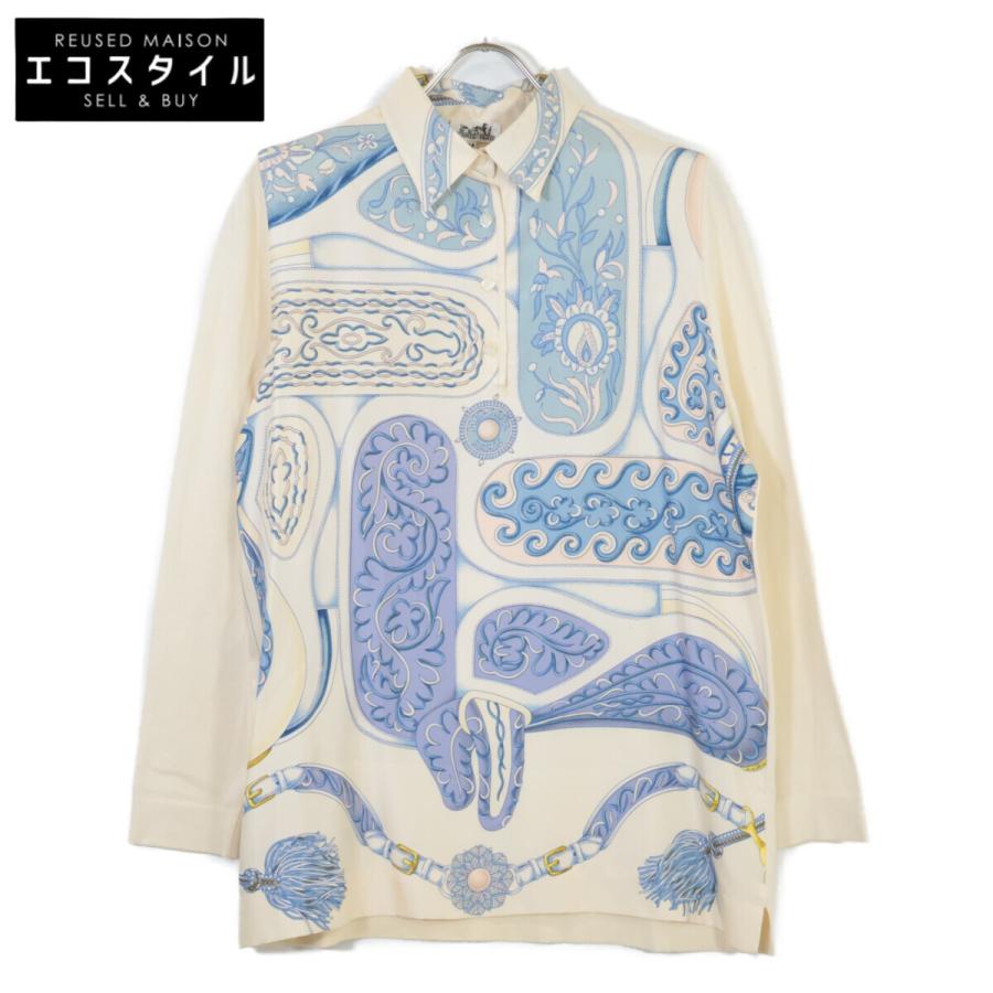 HERMES エルメス ツイルレーヌ ハーフボタン 長袖ニットシャツ