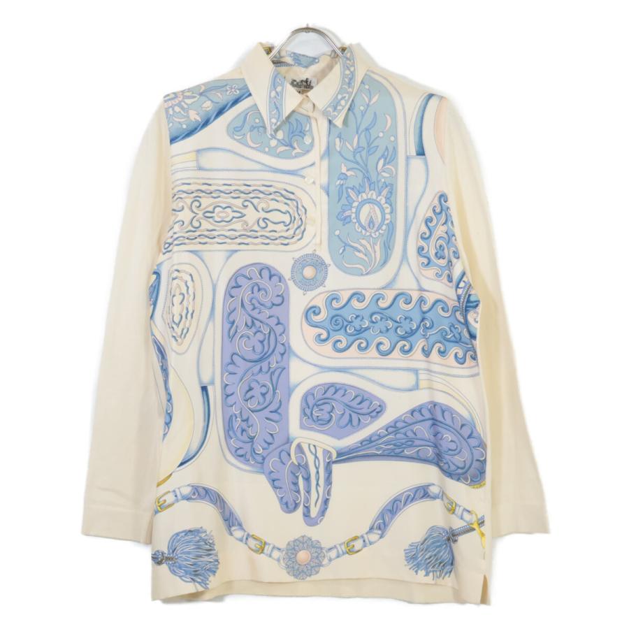 HERMES エルメス ツイルレーヌ ハーフボタン 長袖ニットシャツ