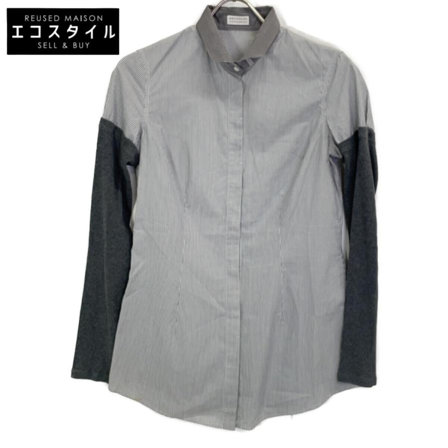BRUNELLO CUCINELLI ブルネロクチネリ グレー ストライプ 切り替え