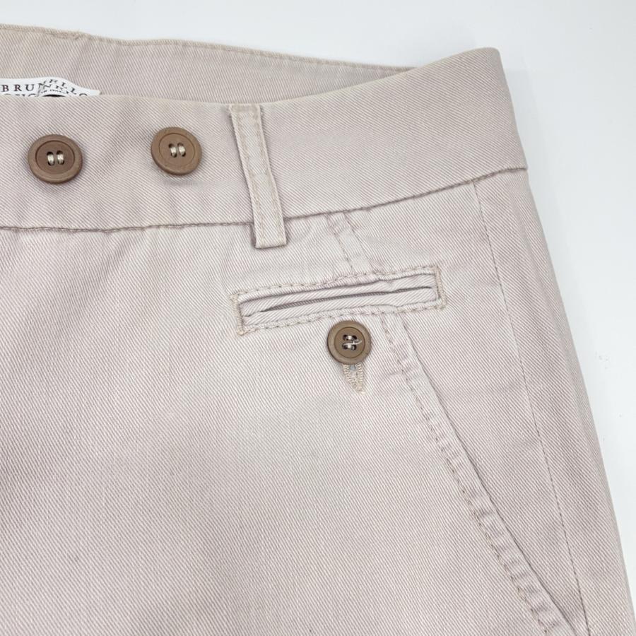 ブルネロクチネリ コットン　スラックス チノパン ベージュ 52 アジャスター付 BRUNELLO CUCINELLI（ブルネロクチネリ） ライトグレーコットン パンツ