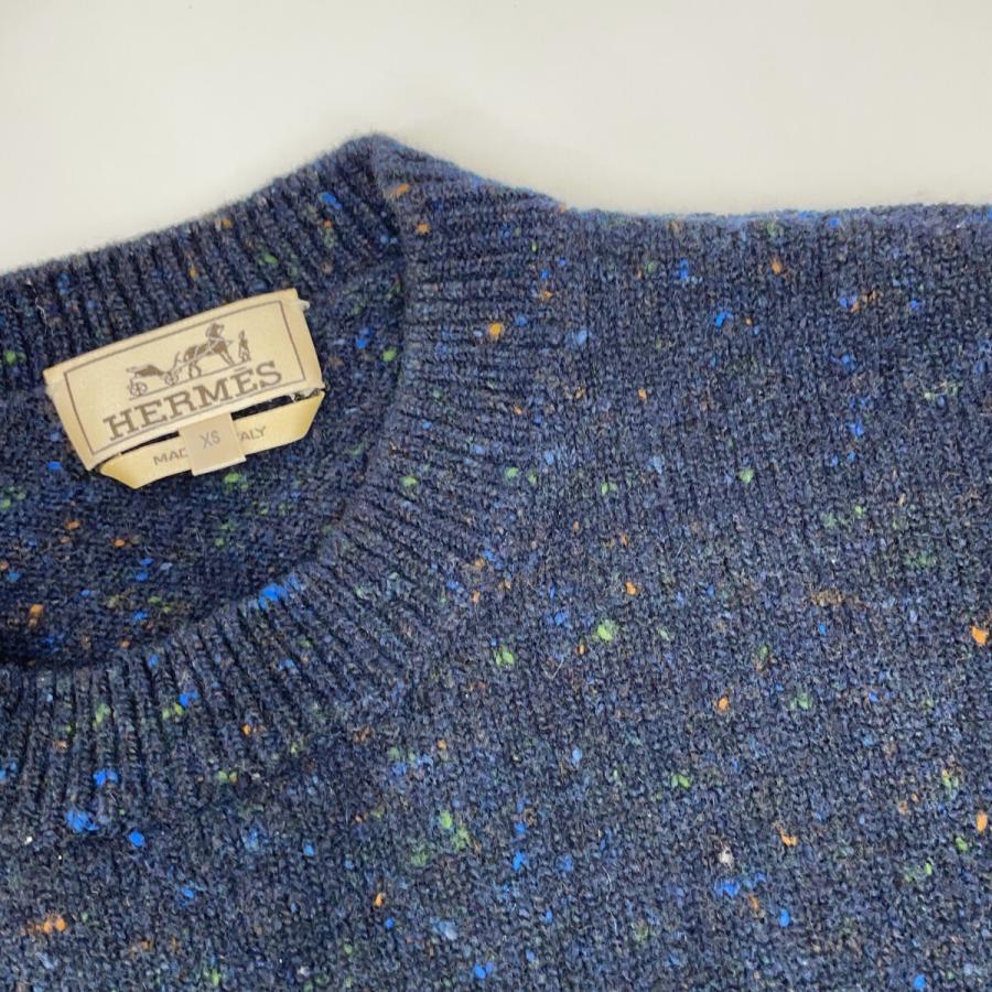 HERMES エルメス ネイビー カシミヤ混 ニットセーター XS トップス