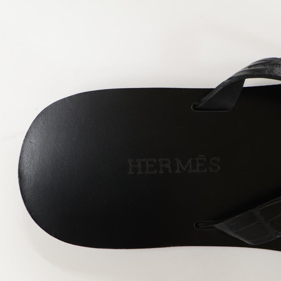 美品 HERMES エルメス イゾレラ クロコダイル トングサンダル 42