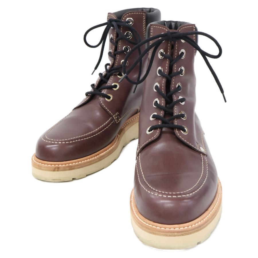 HERMES エルメス ブラウン レースアップ トレッキングブーツ ブラウン 42.5 シューズ レザー メンズ 中古_1