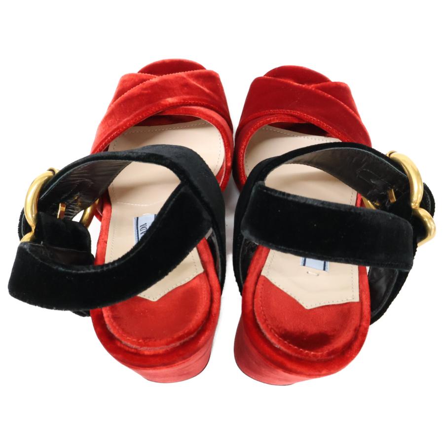 PRADA（プラダ） ベルベット アンクルストラップ チャンキーヒール