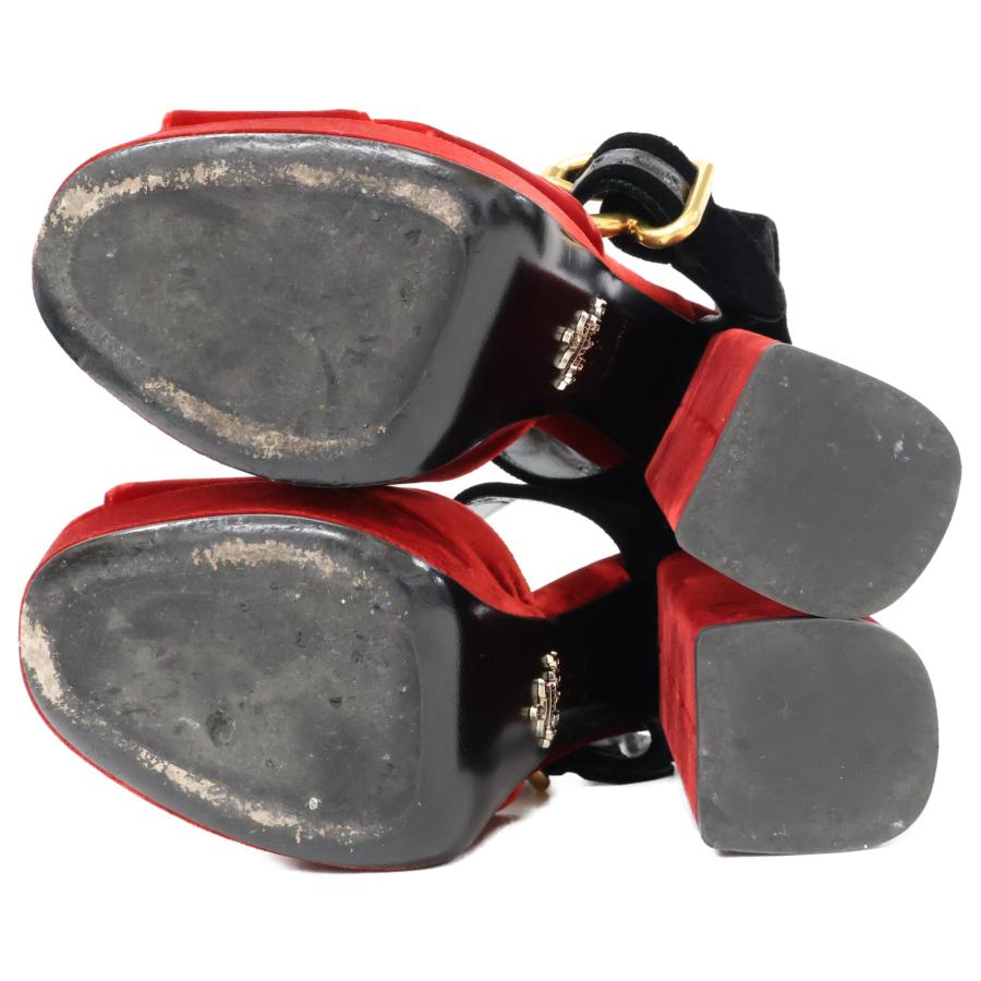 PRADA（プラダ） ベルベット アンクルストラップ チャンキーヒール