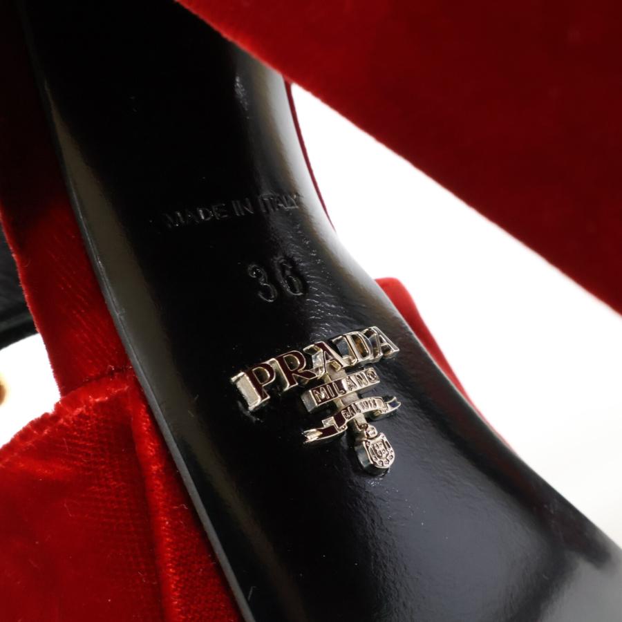 PRADA（プラダ） ベルベット アンクルストラップ チャンキーヒール