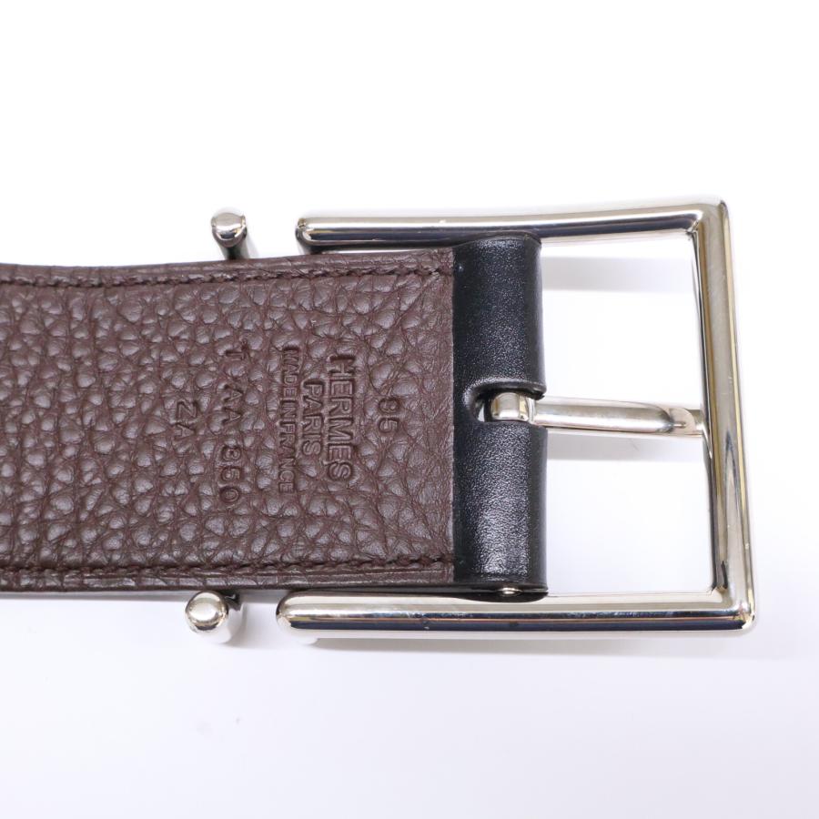 美品 HERMES エルメス ネイサン T刻 レザー リバーシブル ベルト 95